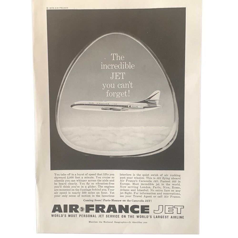 Vintage 1959 Air France The Jet You Can’t Forget Ad Advertisement